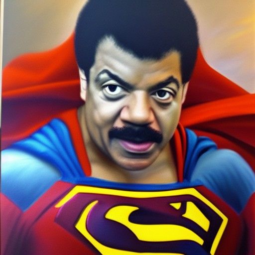 Neil Degrasse Tyson as Superman in Oil Painting