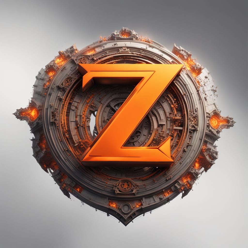 Orange Z Logo on White Background: Digital Matte Painting