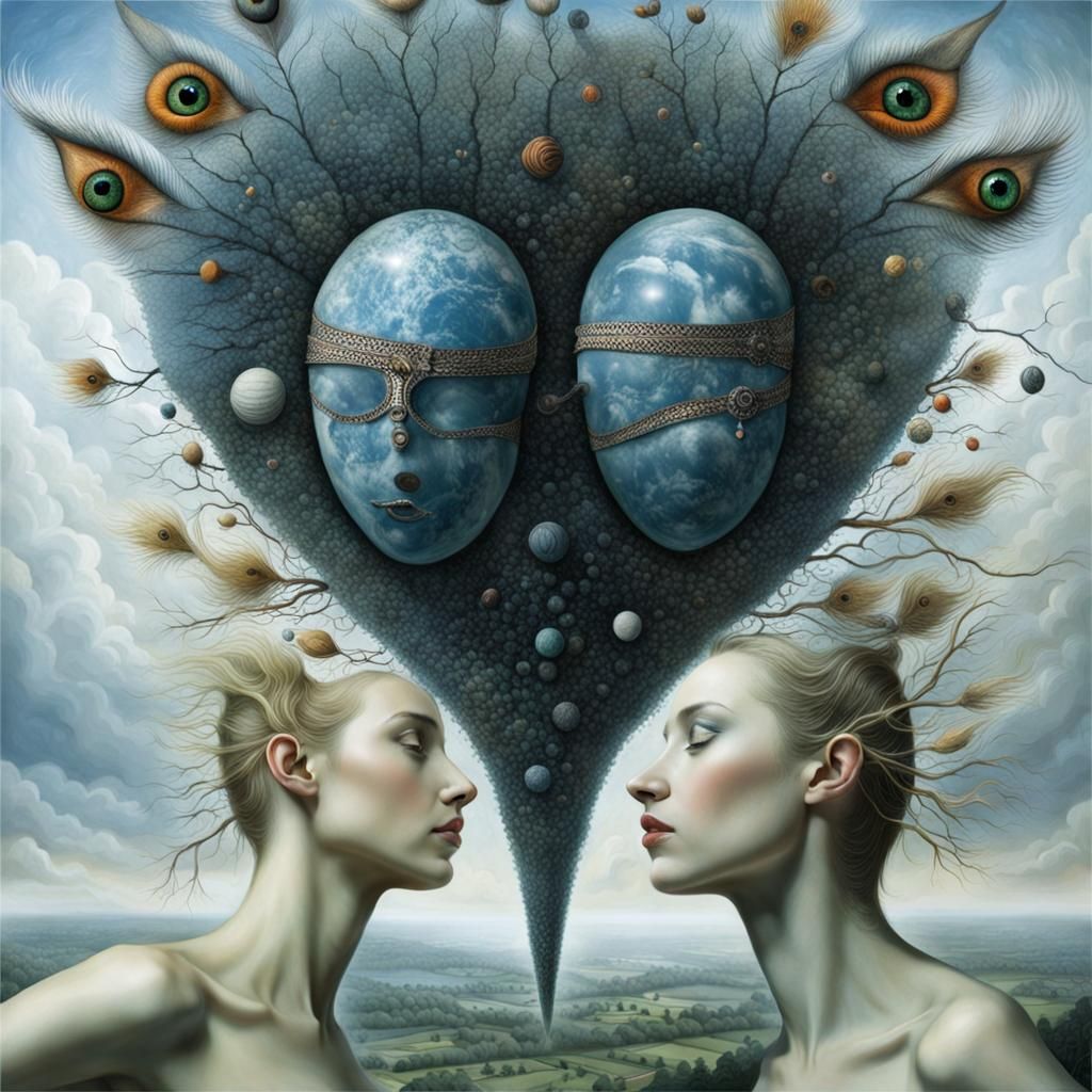 Surreal Alien Celebration in Gritty Restaurant: Photorealist...