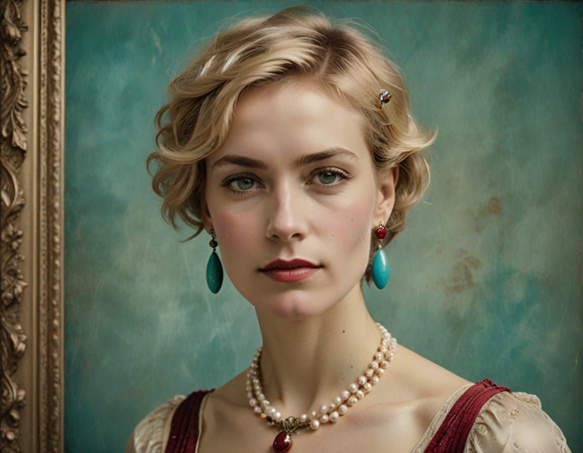 Woman with Pearl Necklace in Gustave Moreau Style