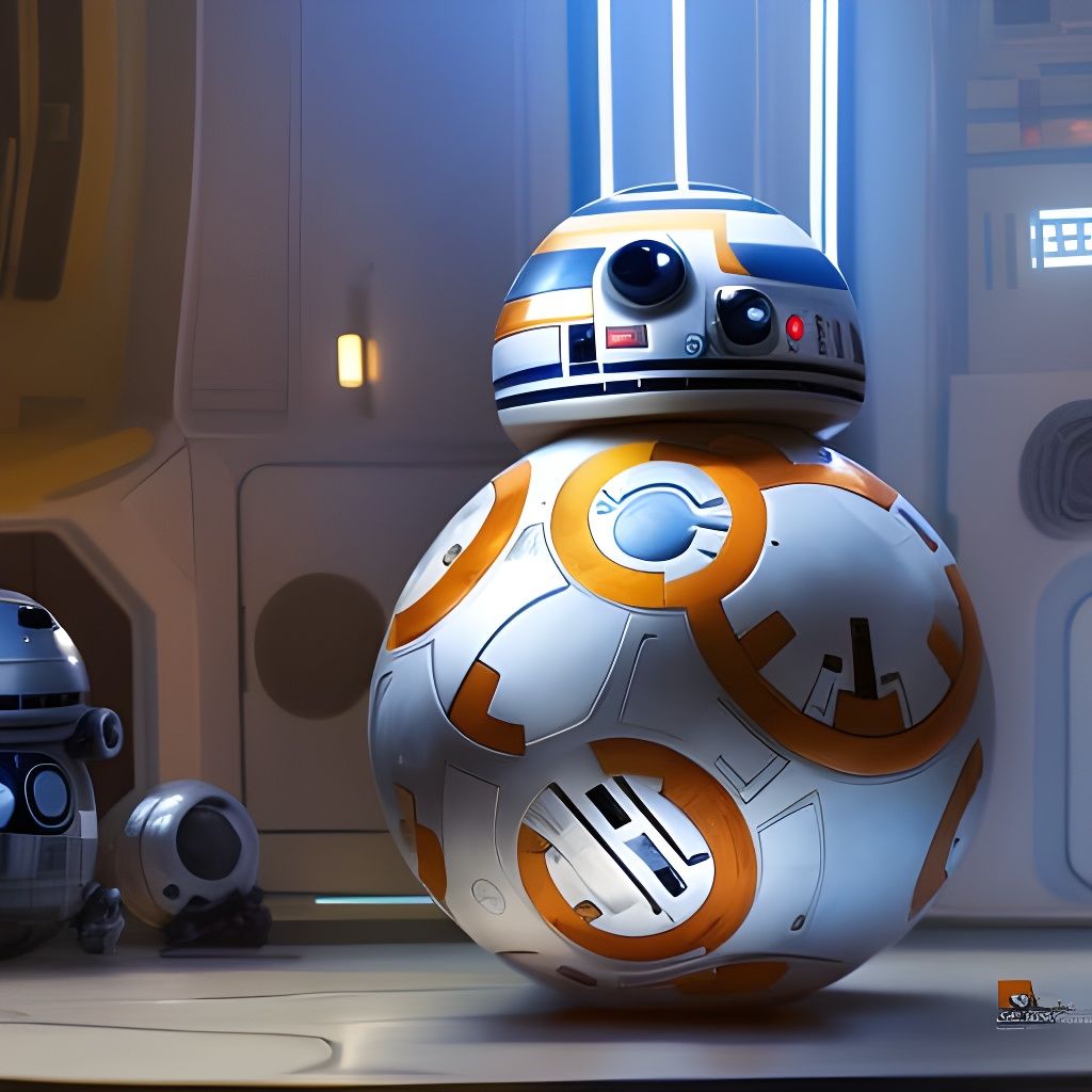 Hyperdetailed BB-8 Droid in Cyberpunk Sci-Fi Style