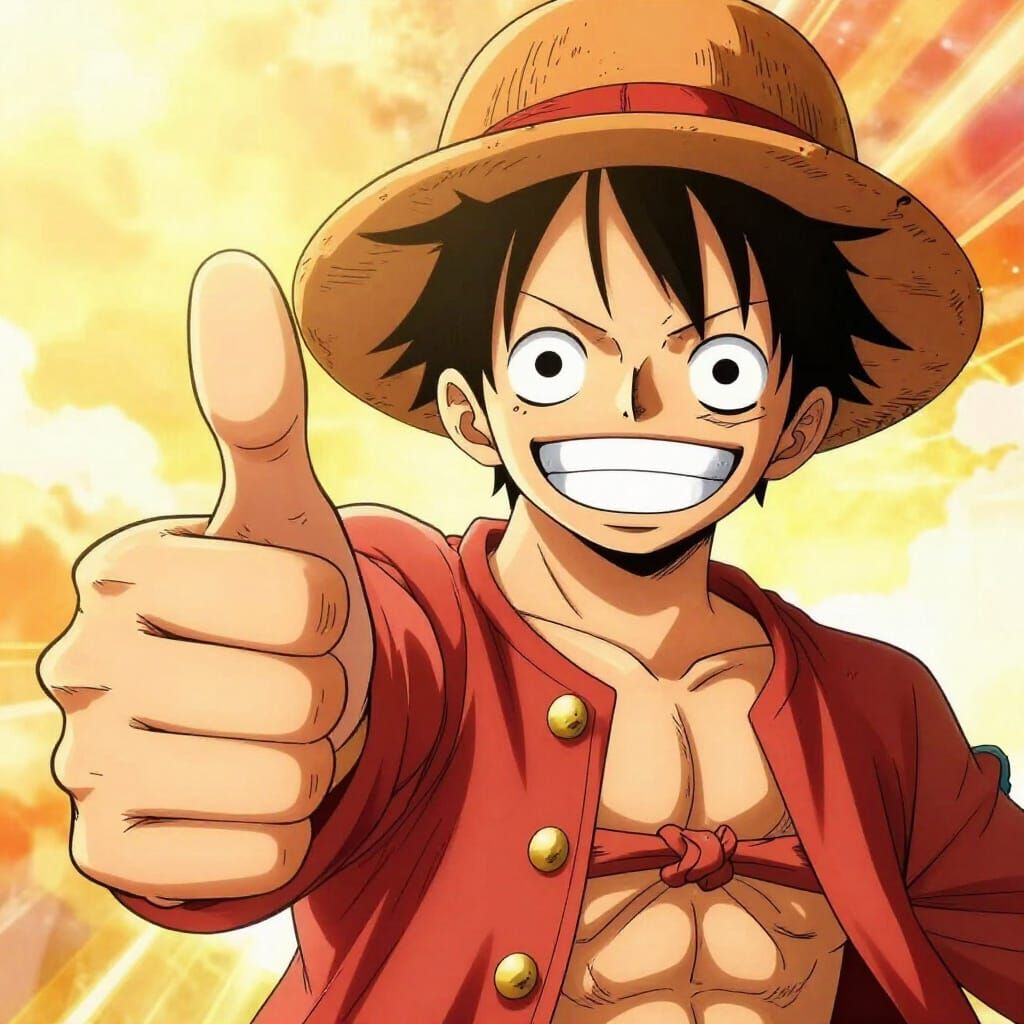 Luffy Giving Thumbs Up in Energetic Anime Style