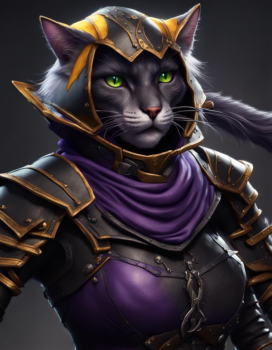 Female Tabaxi Rogue in Dark Fantasy Style