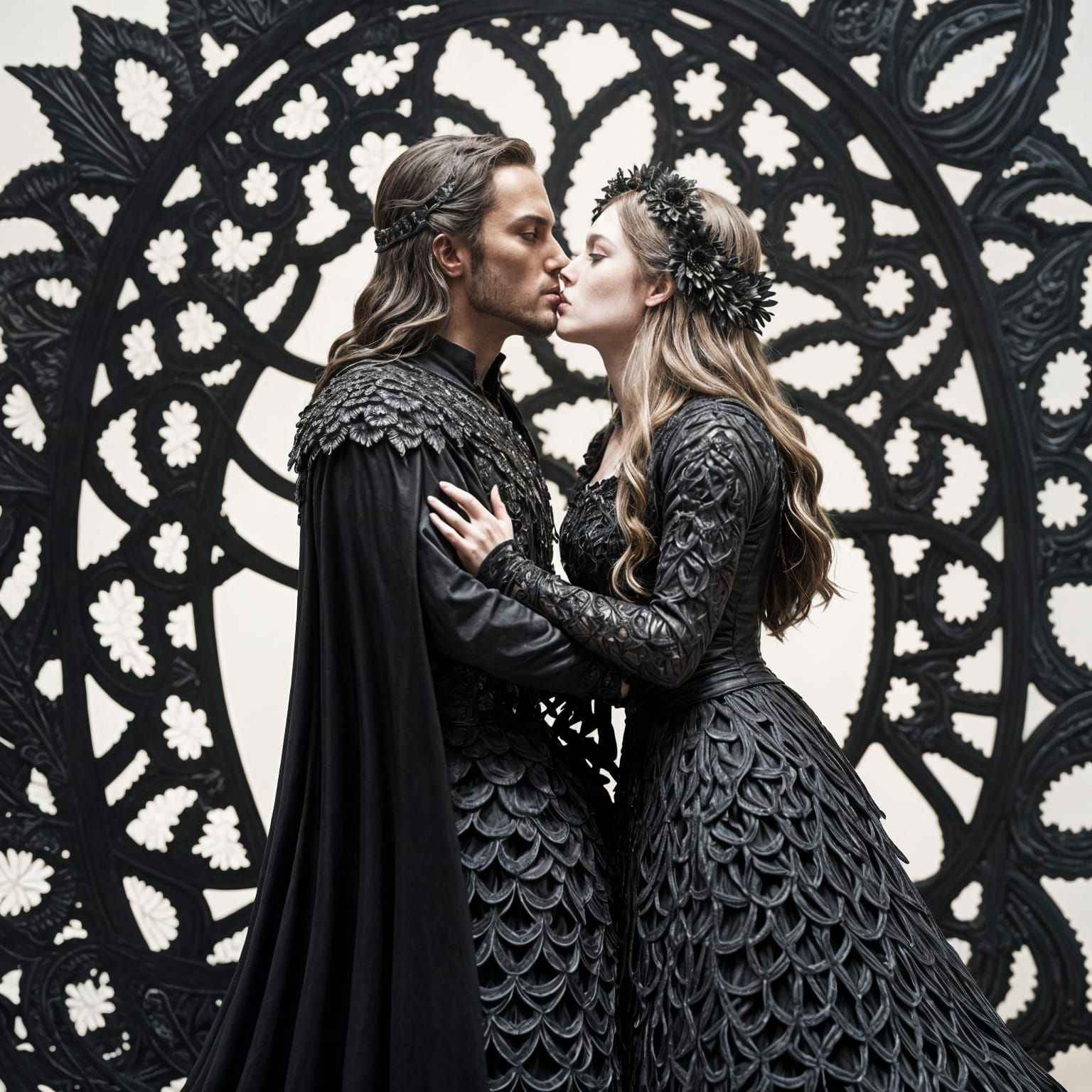 Brunnhilde and Siegfried Kiss in Volumetric Lighting