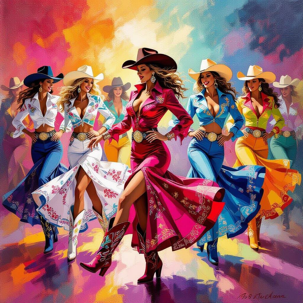 Line Dancing in Abstract Expressionist Style