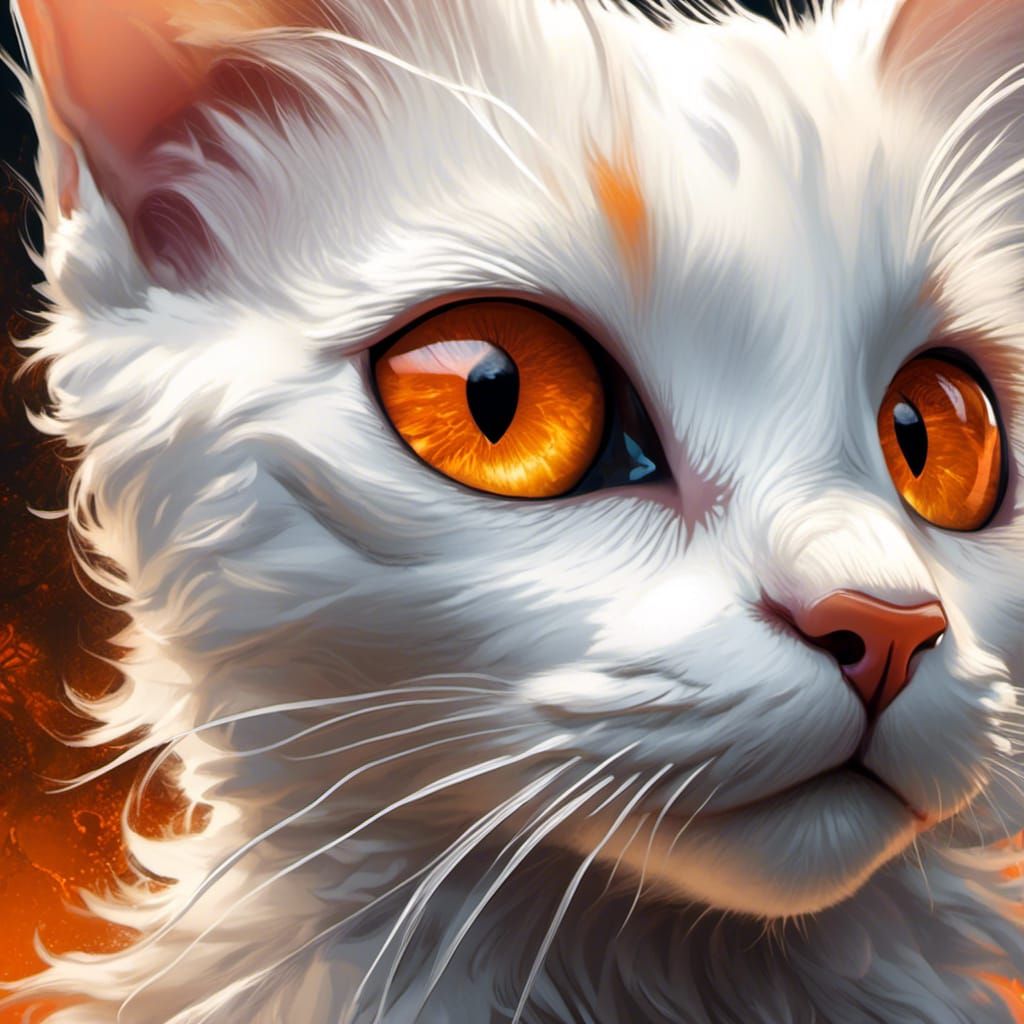 Adorable White Kitten with Orange Eyes