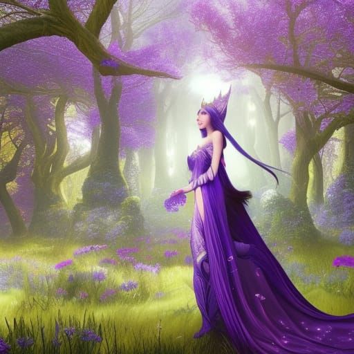 Moon Elf Queens in Summer Garden Palace, Detailed Fantasy Ar...