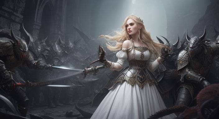 Dark Fantasy Illustration: Dungeon Battle Scene