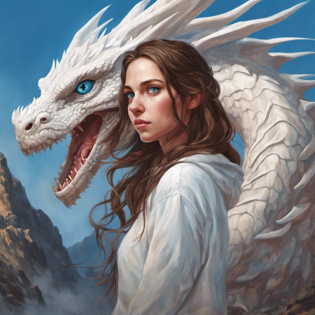 Girl with Dragon Portrait in Hyperrealistic Style