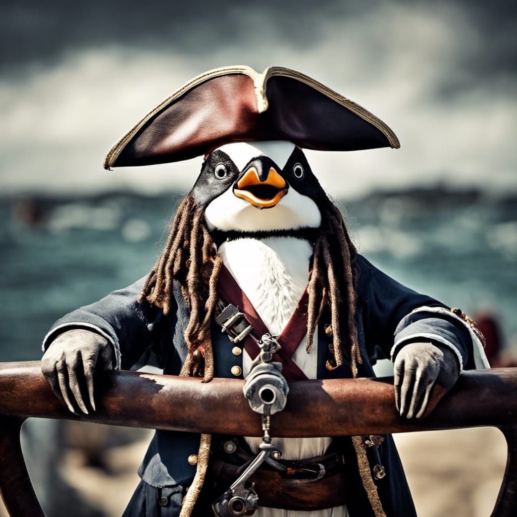 Funny Penguin as Captain Jack Sparrow