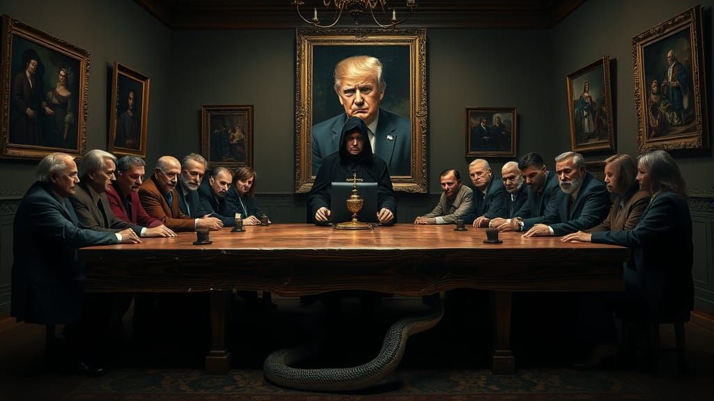 Ominous Supper: Thirteen Figures in Gothic Setting