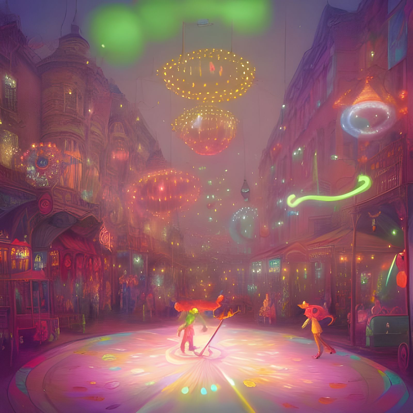 Magical Circus Performers in Pastel Watercolor Illustration