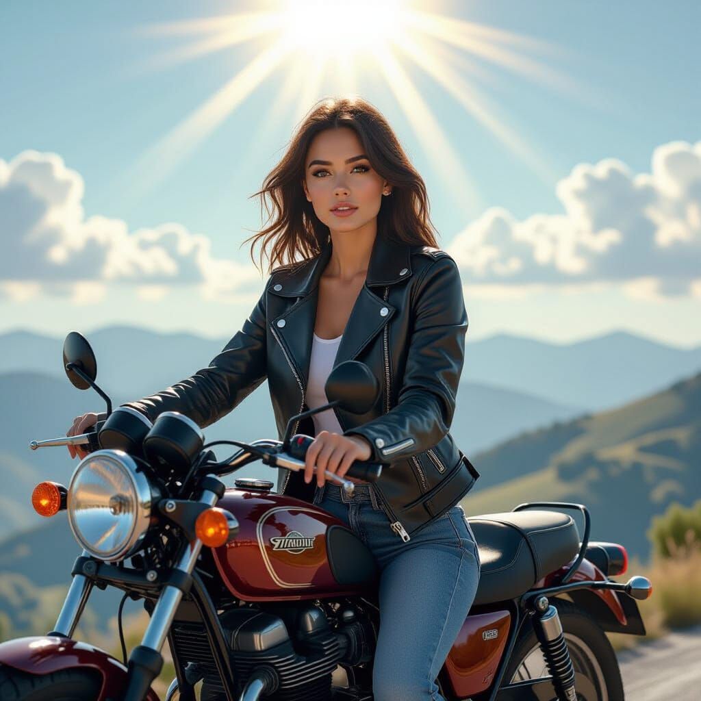 Ethereal Motorbike Rider in a Sci-Fi Landscape