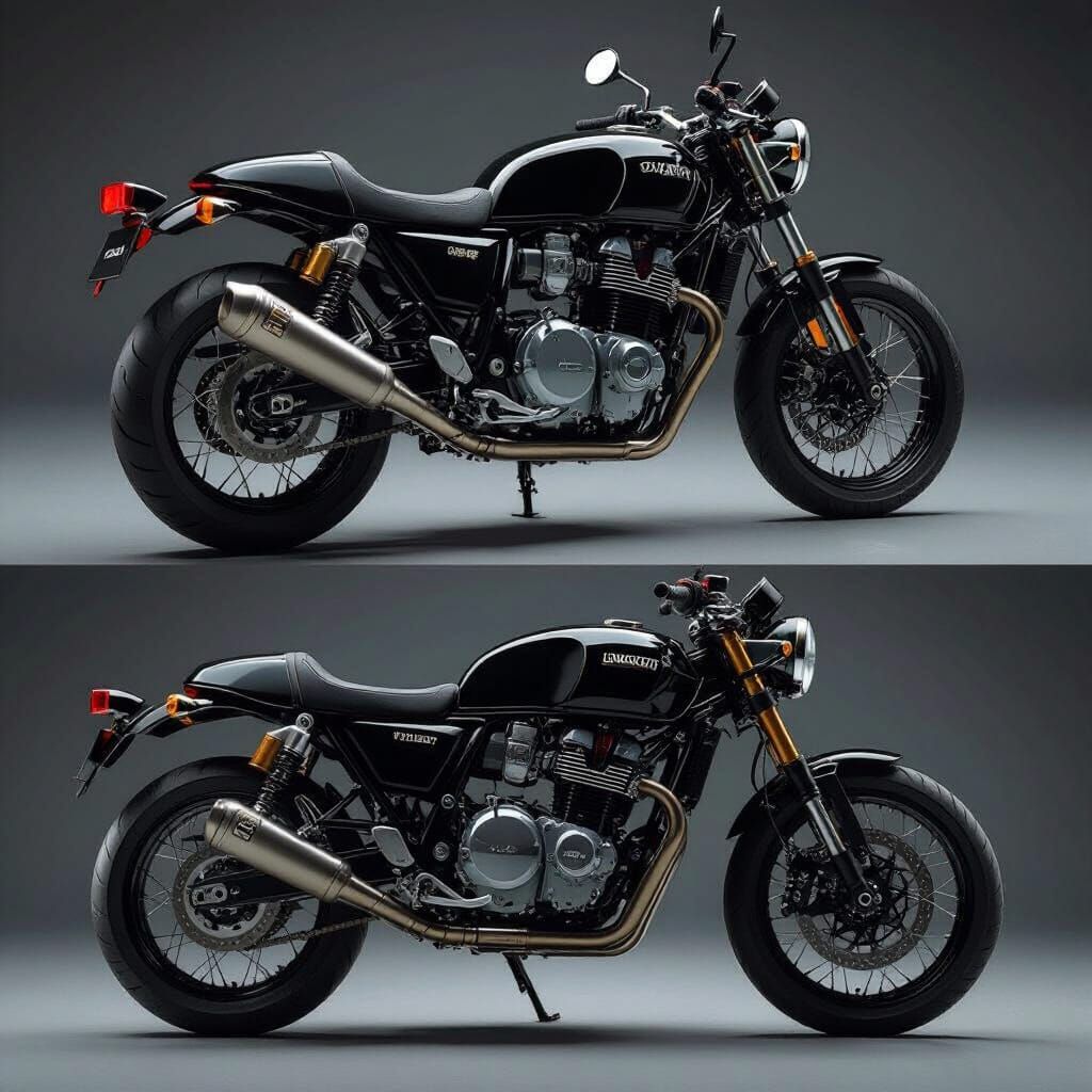 Precise Motorcycle Exhaust Technical Drawing in Cinematic St...