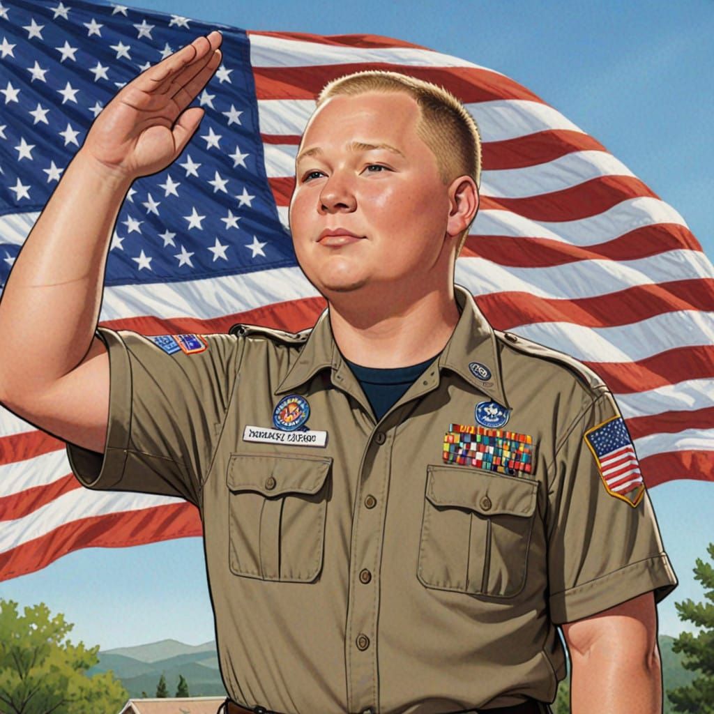 Bobby Hill Salutes the American Flag in Patriotic Cartoon St...