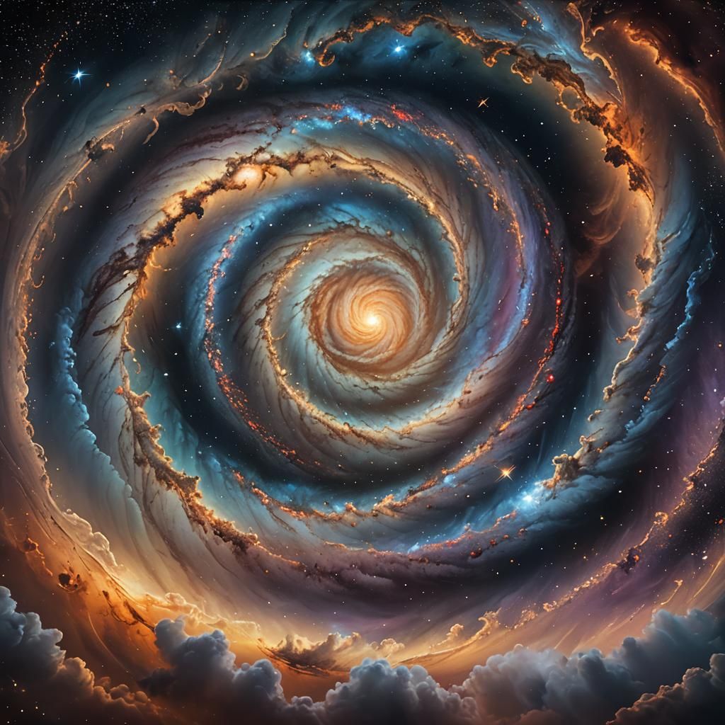 Galileo's Spiral in Vibrant Oil Painting Style