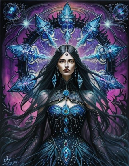 Crystallized Fashionista in Dark Fantasy Style