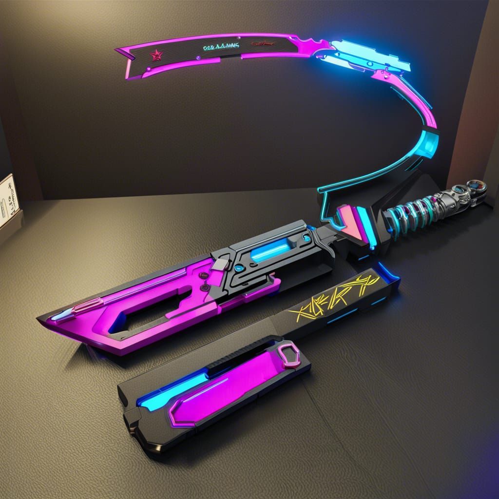 Cyberpunk Keyblade with Neon Lights