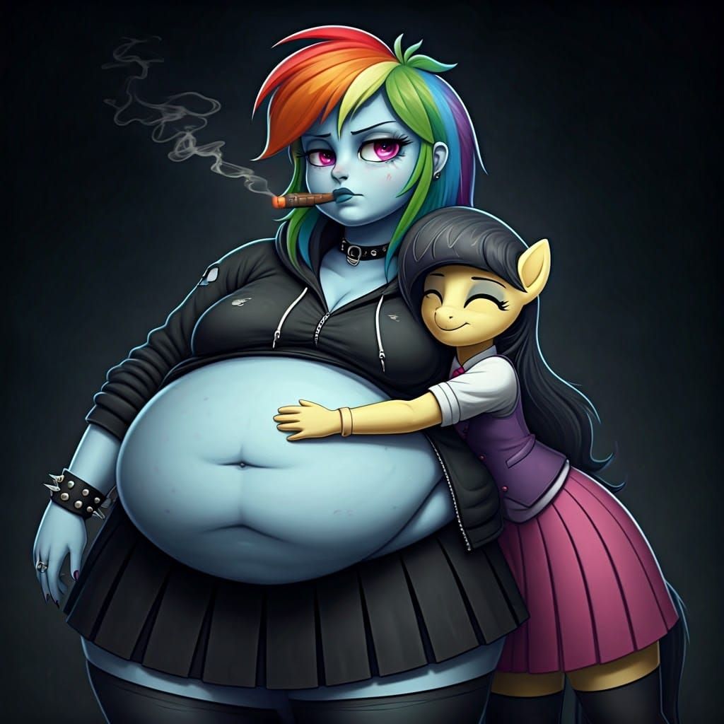 Obese Goth Rainbow Dash with Girlfriend