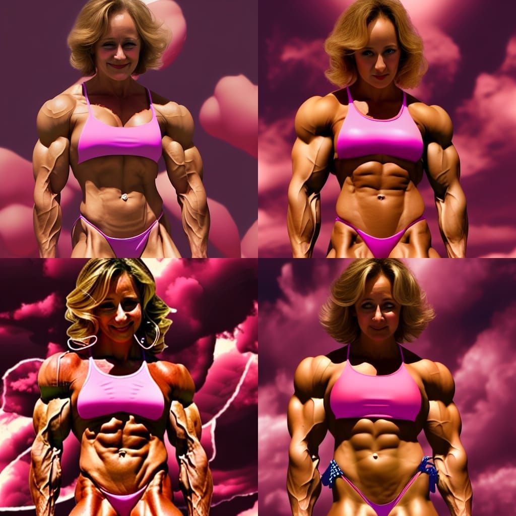 Female Muscle Competitor in Japanese Illustration Style