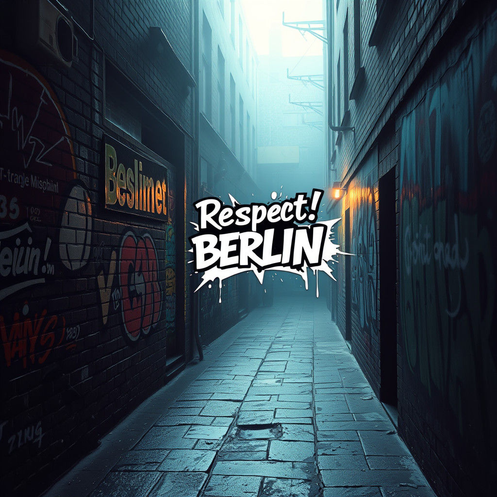 Gritty Berlin Alley Graffiti Art in Hyperrealistic Style