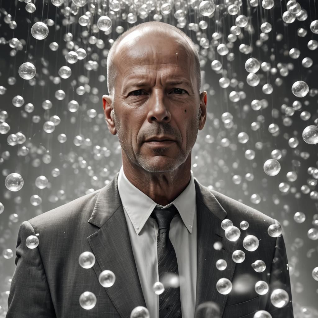 Hyperrealistic Ghost of Bruce Willis in HDR