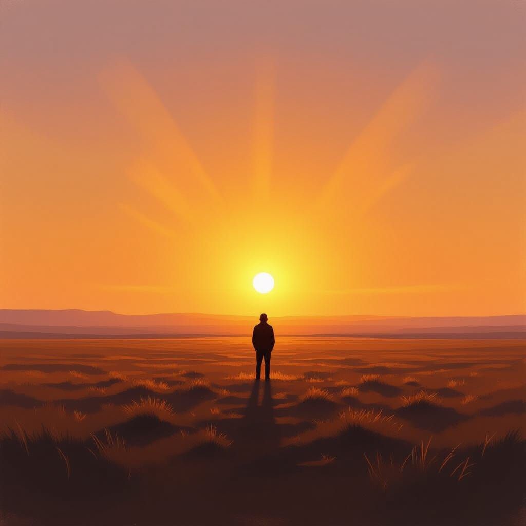 Golden Hour Solitude on Vast Plains