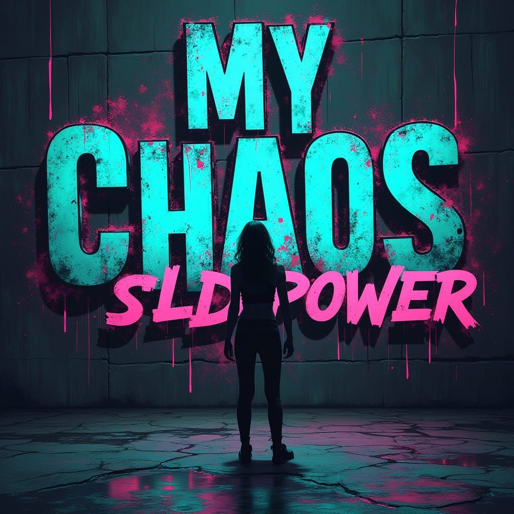 Vibrant Urban Graffiti in Dark Alley with Glowing Letters