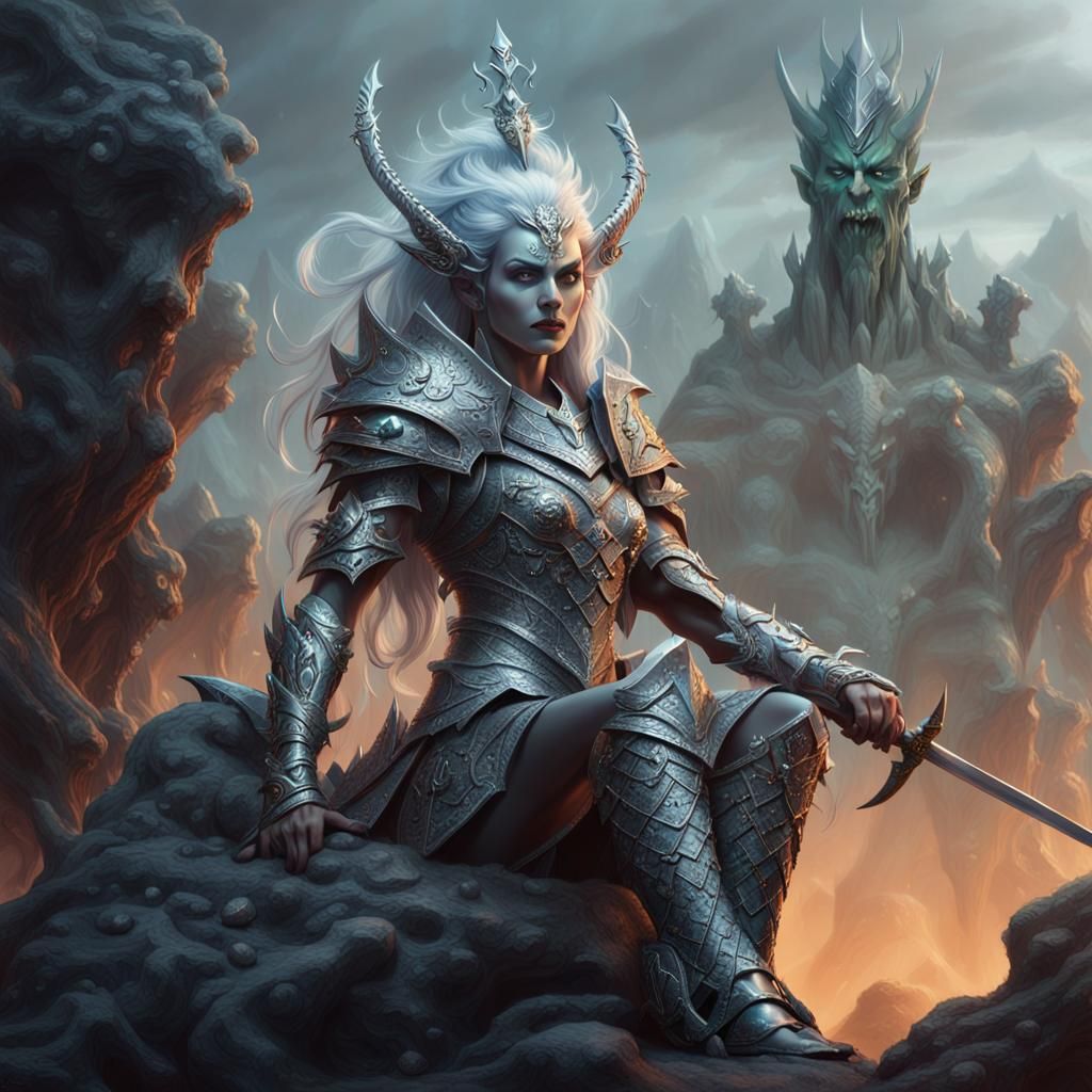Regal Elf Queen Triumphant in Fantasy Art