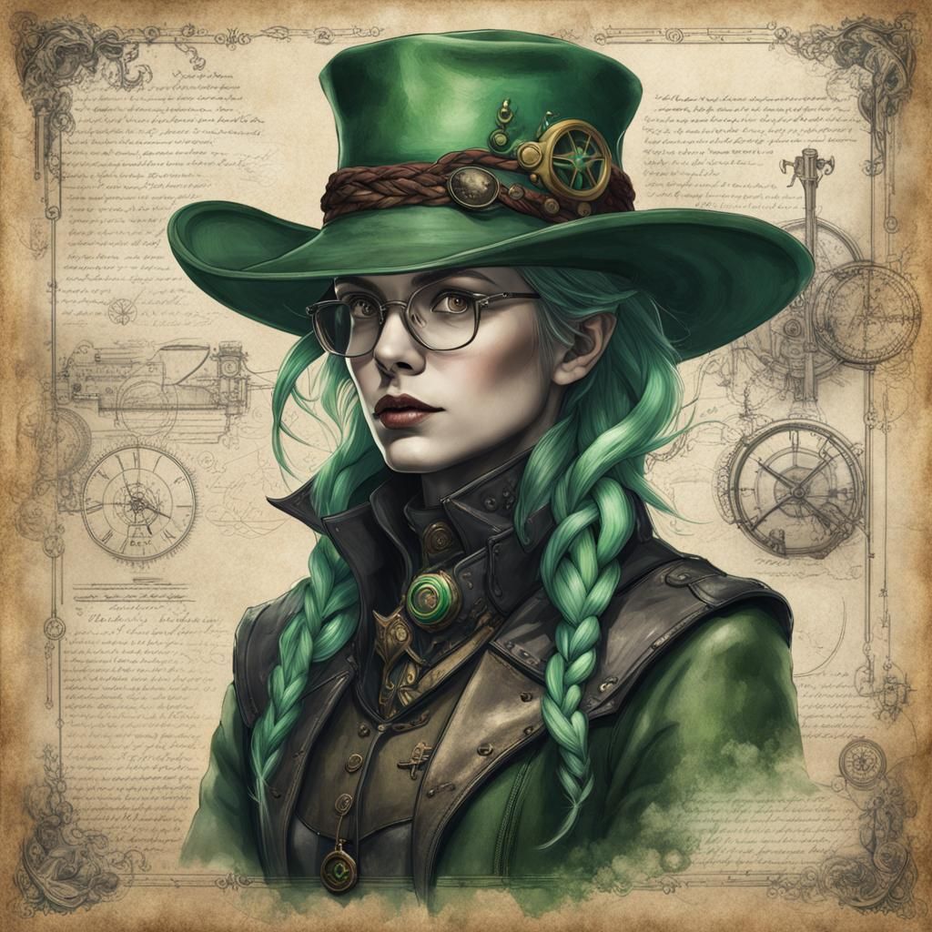 Steampunk Elf Schematic in Victorian Spellbook