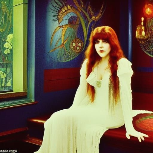 Art Nouveau Portrait in a Peacock Room