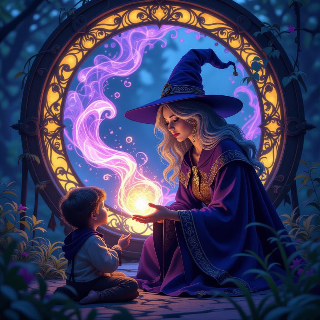 Magic User Conjures Dreams in Dark Fantasy Style