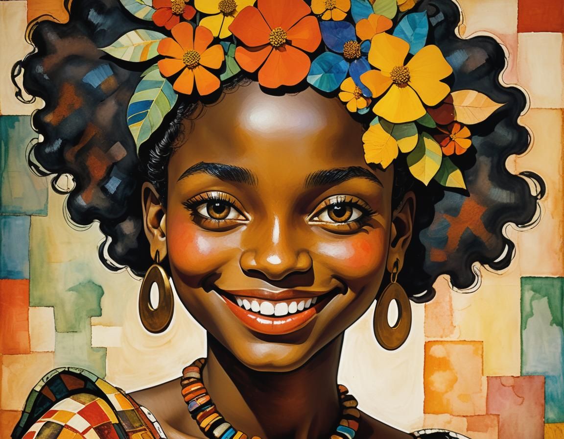 Smiling Girl in Style of Josephine Walls