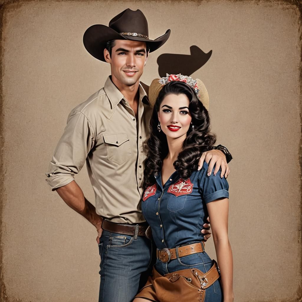 Pinup Couple in Realistic Fantasy Art Style