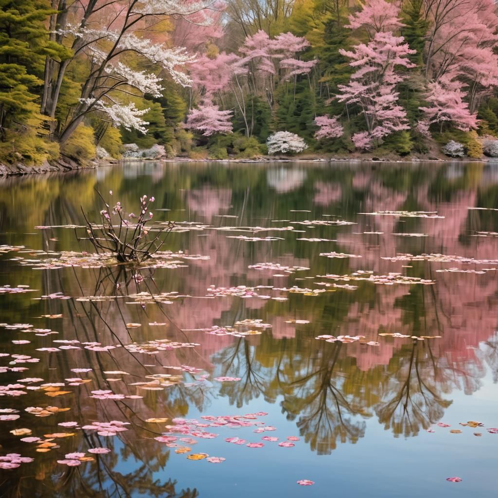 Seasonal Lake Reflects Nature's Beauty in 3D Art