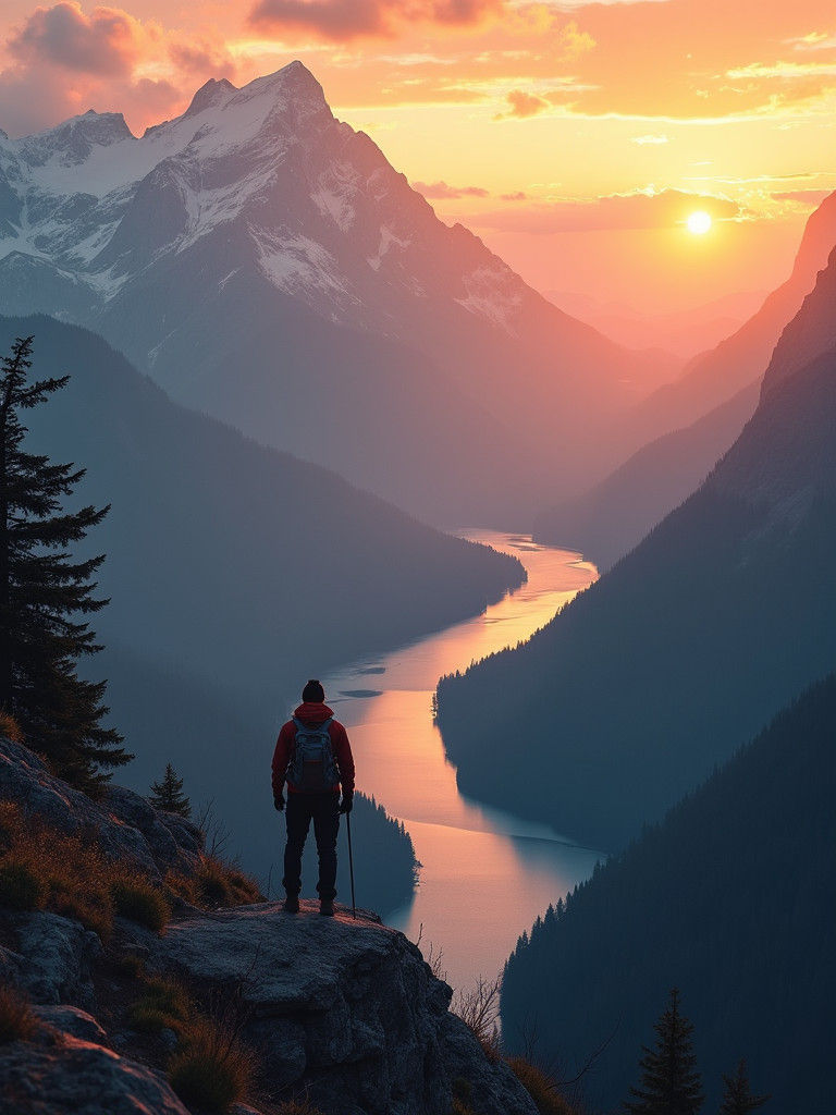 Mountain Sunrise: A Bierstadt-esque Landscape Painting