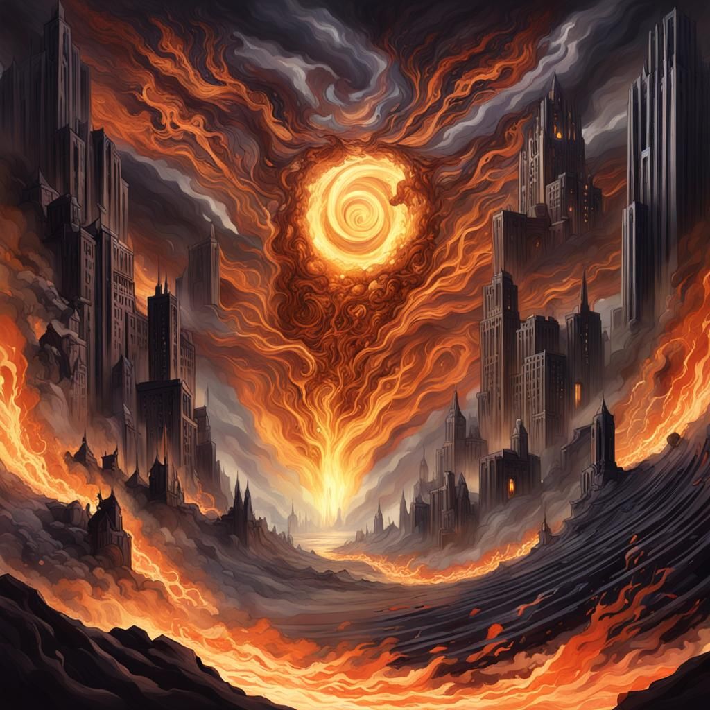 Divided Realm: Heaven and Hell in Art Deco Style