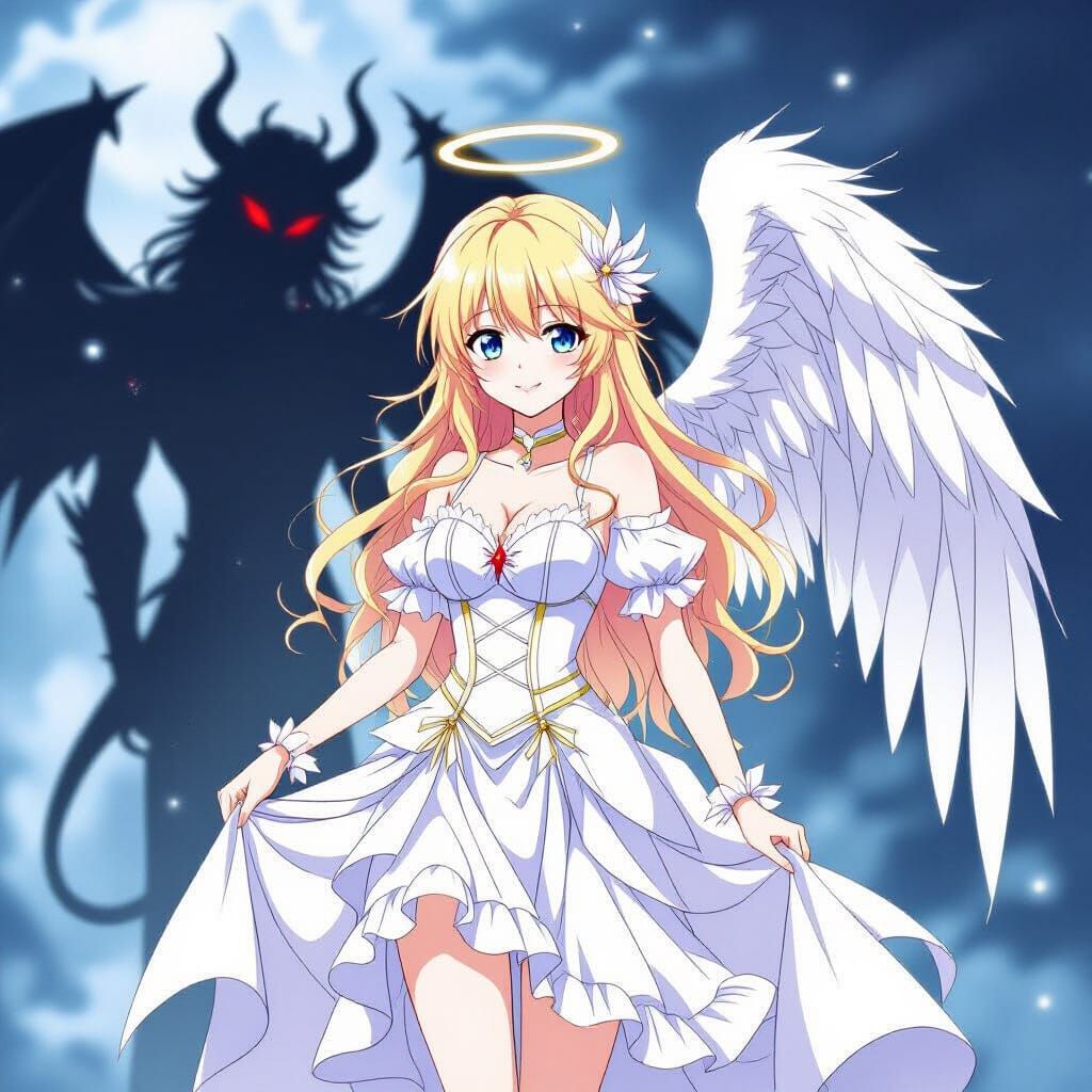 Angel with Demon Shadow Manga Art