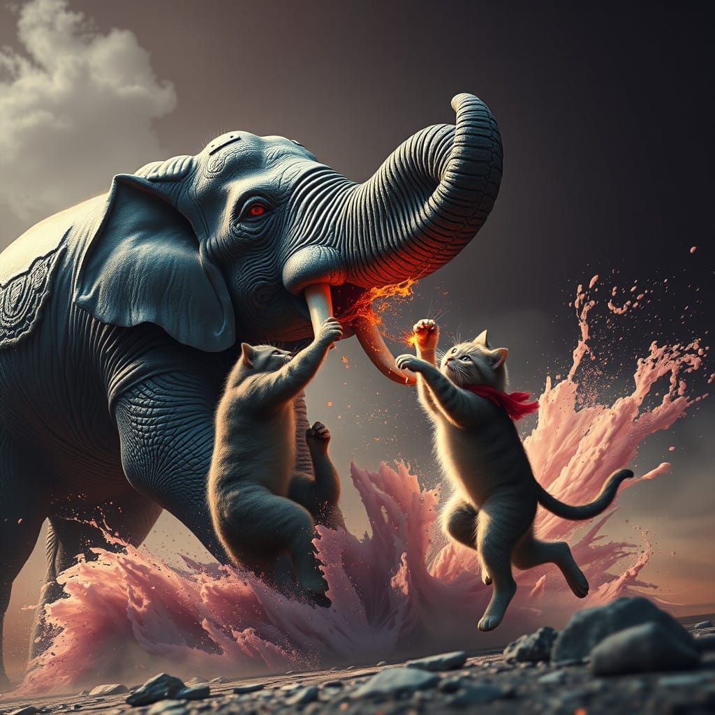 Epic Feline Battle Royale in Vibrant Fantasy Landscapes