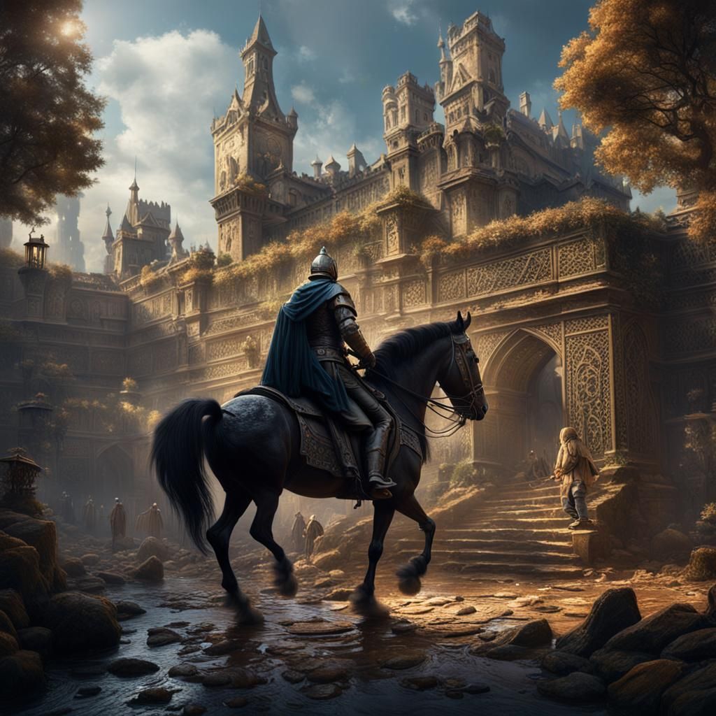 Chessboard and Knight on Horse: Fantasy Concept Art