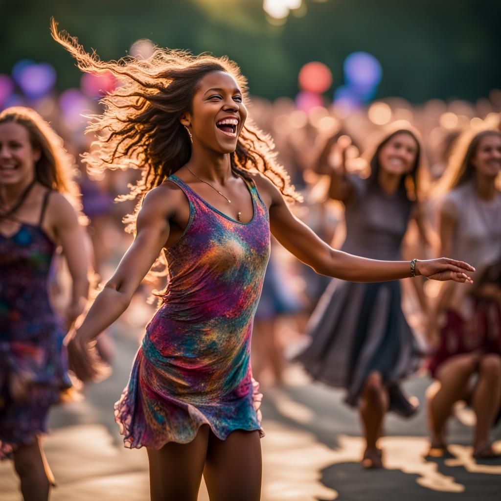 Grateful Dead Concert: Young Women Dancing with Joy