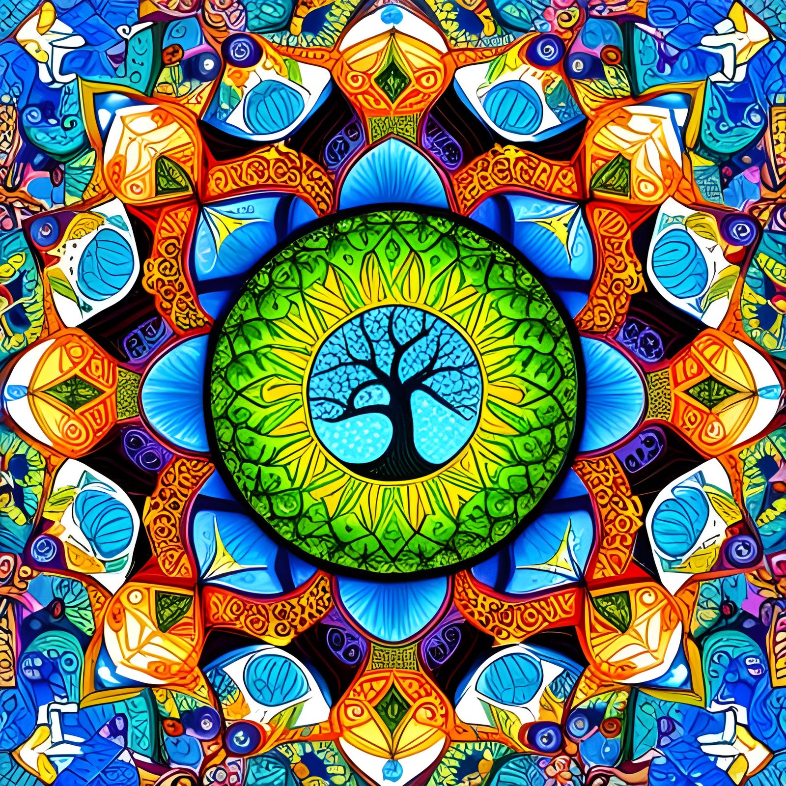Colorful Geometric Tree of Life Concept Art