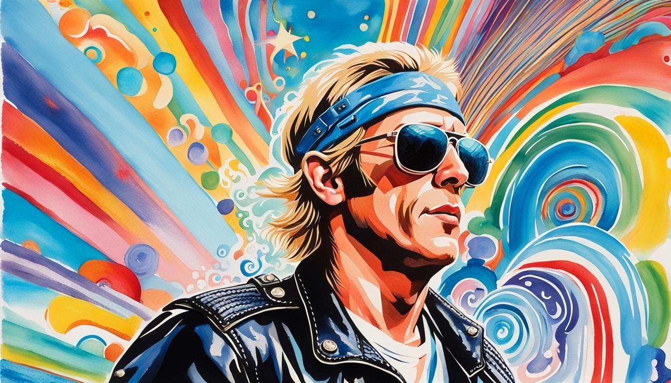 Man in Leather Jacket: Watercolor Pop Art Portrait