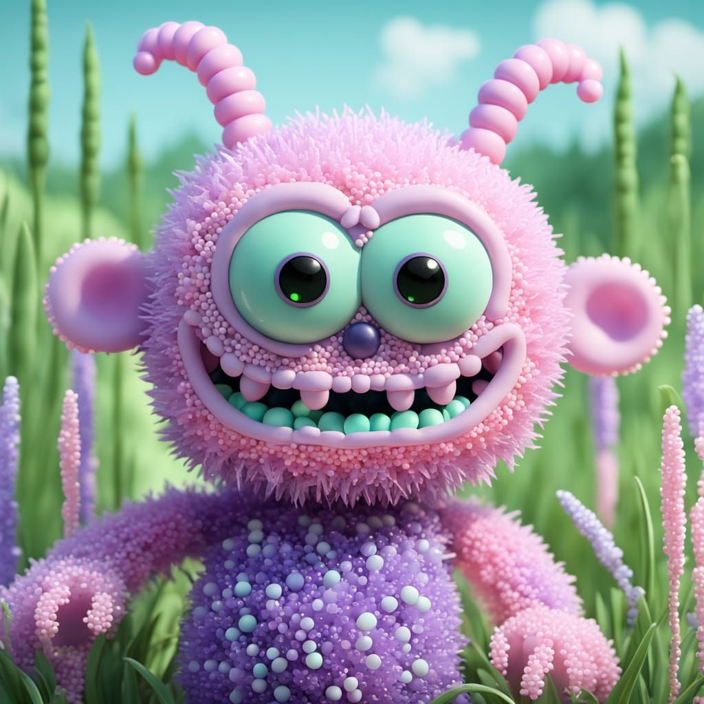 Playful Jelly Bean Monster in 3D Animation Style