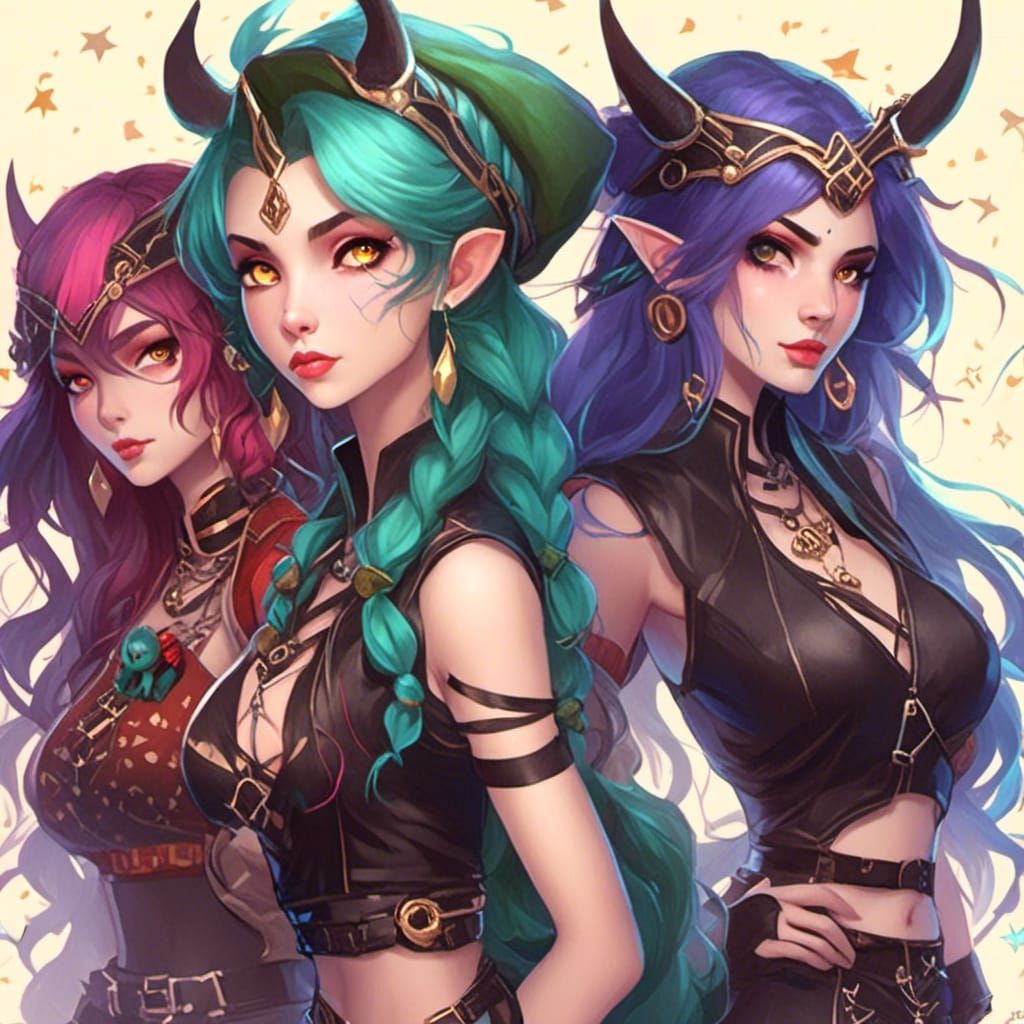 Faerie Elf Pirate Sisters in Dreamlike Style