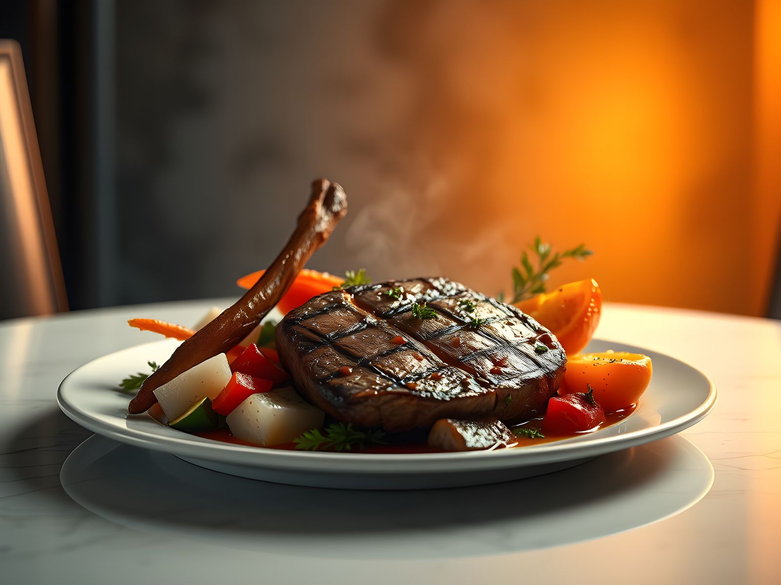 Hyper Realistic Steak and Vegetables in 8K