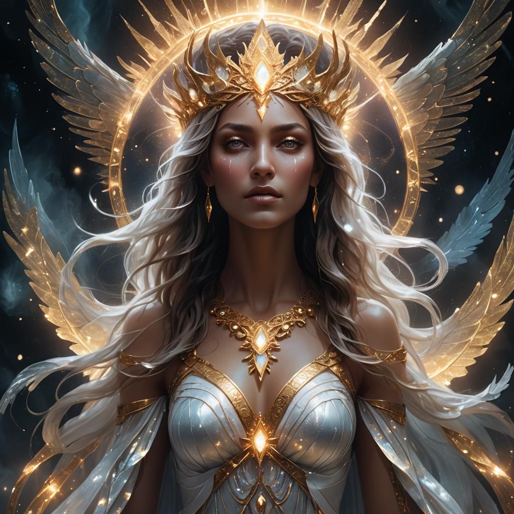 Inanna Goddess in Astral Underworld, Surreal Illustration