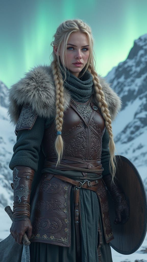 Fierce Viking Warrior in Nordic Landscape