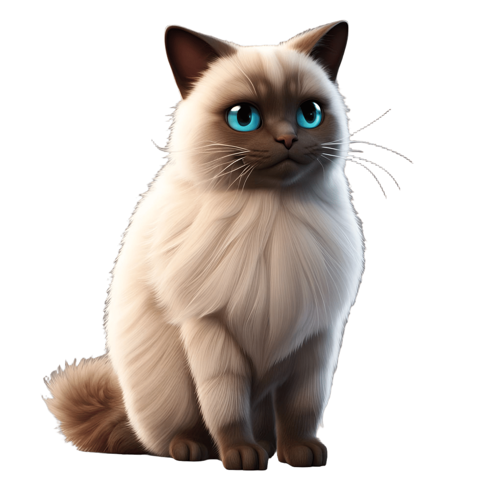 Fluffy Siamese Cat in 3D Digital Art Style
