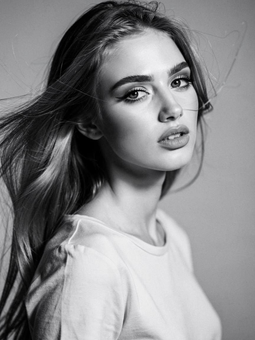 Retrato en blanco y negro (cabello alborotado)